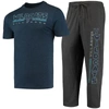 Concepts Sport Men's  Heathered Charcoal, Navy Villanova Wildcats Meter T-shirt And Pants Sleep Set In Heather Charcoal