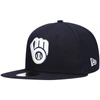 New Era Men's Navy Milwaukee Brewers Logo White 59fifty Fitted Hat In Navy