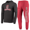 CONCEPTS SPORT CONCEPTS SPORT CARDINAL/HEATHER CHARCOAL STANFORD CARDINAL METER LONG SLEEVE HOODIE T-SHIRT & JOGGER