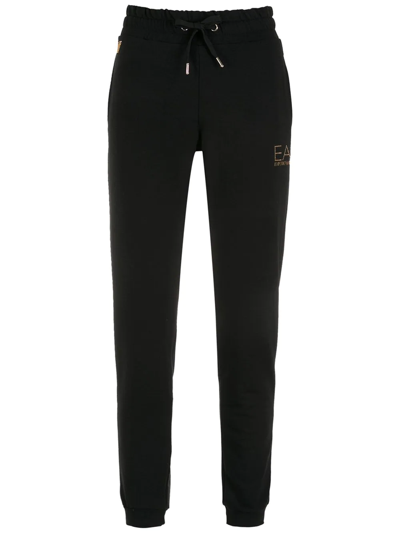 Ea7 Studded Logo Track Pants In Black