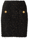 Balmain High-rise Tweed Miniskirt In Black