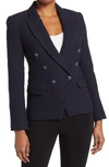 L Agence Kenzie Double-breasted Blazer Jacket In Dark Blue