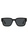 Versace Havana 57mm Rectangular Sunglasses In Black/ Dark Grey