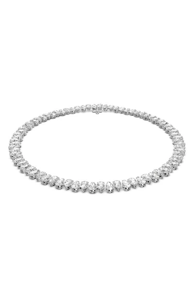 Swarovski Millenia Cubic Zirconia Pear Cut Tennis Necklace In White