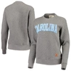 Pressbox Women's  Heathered Gray North Carolina Tar Heels Moose Applique Quilted Crewneck Sweatshirt In Heather Gray