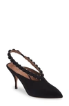 Alaïa 90mm Leather Pompom Pumps In Noir