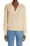 Khaite Jo Stretch Cashmere Polo Sweater In Beige