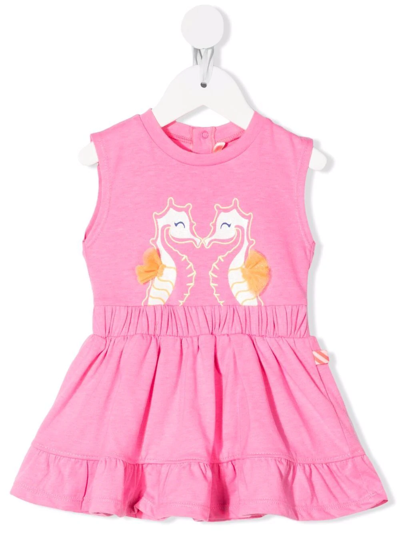 Billieblush Pink Dress For Baby Girl With Seahorses