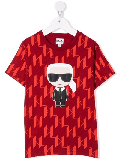 Karl Lagerfeld Kids' K/ikonik Organic Cotton T-shirt In Red