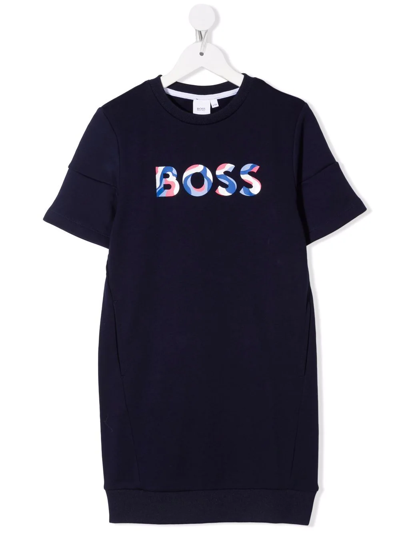 Bosswear Kids' Logo-print T-shirt Dress In Black