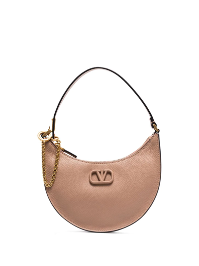 Valentino Garavani Mini Vlogo Signature Grainy Calfskin Hobo Bag Woman Rose Cannelle Uni