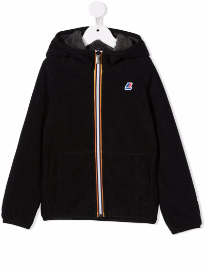 K-way Kids' Faux-shearling Hooded Jacket In Grey