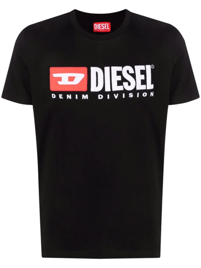 Diesel Embroidered-logo Cotton T-shirt In Black
