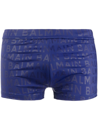 Balmain Logo-print Boxers In Blue
