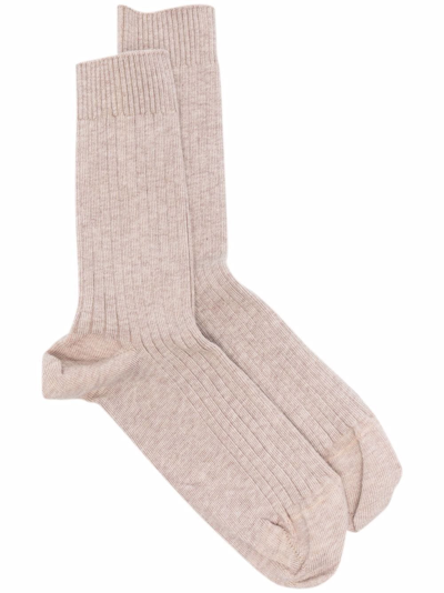 Baserange Cotton-blend Ribbed Knit Socks In Neutrals