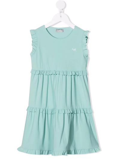 Il Gufo Kids' Ruffled Tiered Dress In Verde