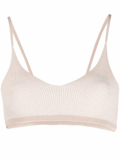 Jacquemus Spaghetti-strap Scoop-neck Top In Neutrals
