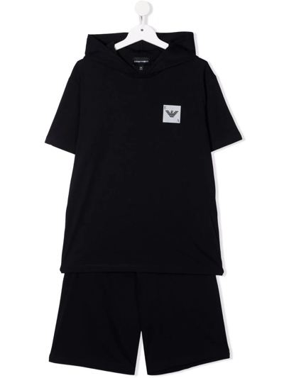 Emporio Armani Kids' Logo-patch Cotton Tracksuit Set In Blue