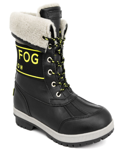 London Fog Women's Mely Lace-up Winter Boots Women's Shoes In Black/gray Combo Burnish Polyurethane