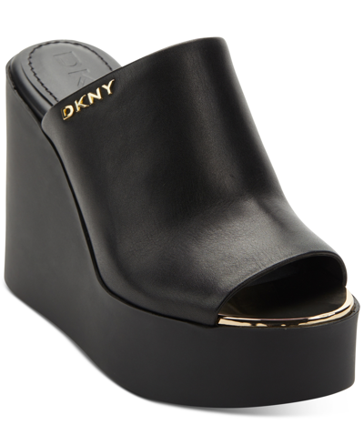 Dkny Women's Pen Platform Wedge Sandals In Black New