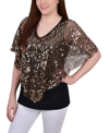 NY COLLECTION WOMEN'S SEQUIN-FRONT PONCHO TOP