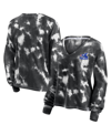 Fanatics Women's  White And Black Chicago White Sox Tie-dye V-neck Pullover Cropped Tee In White/black