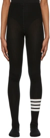 Thom Browne Ribbed Bar Stripe Merino Wool Opaque Tights In Black