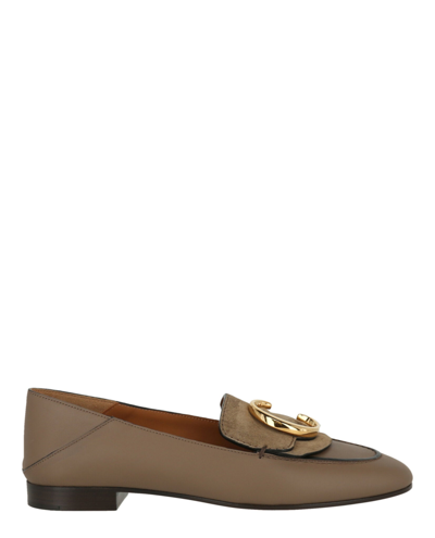 Chloé C-logo Leather Loafer In Brown