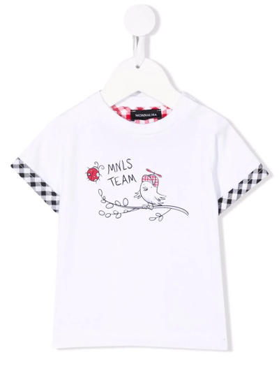 Monnalisa Babies' Graphic-print Contrast-trim T-shirt In White