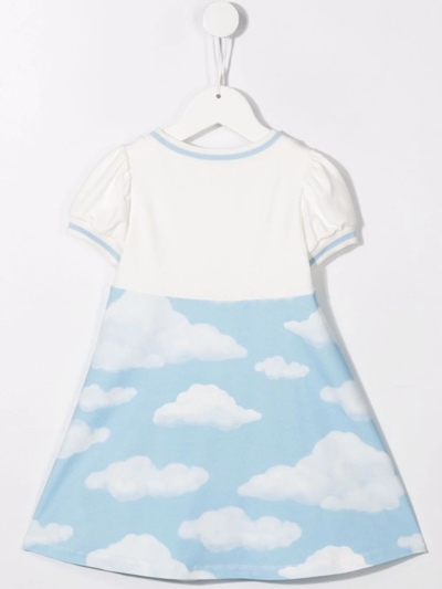 Monnalisa Kids' Cloud Print Dress In Blue