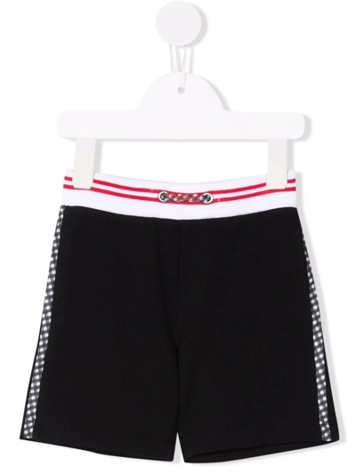 Monnalisa Babies' Check-print Detail Stretch-cotton Shorts In Black