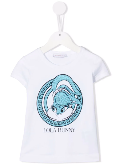 Monnalisa T-shirt With Lola Bunny Print In White + Blue