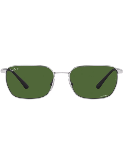 Ray Ban 0rb3684ch 003/p1 Rectangle Polarized Sunglasses In Green