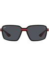 Ray Ban X Scuderia Ferrari Rectangle-frame Sunglasses In Black