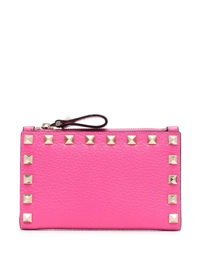 Valentino Garavani Rockstud-embellished Compact Wallet In Pink