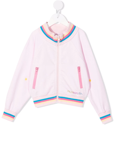 Monnalisa Kids' Buggs-bunny Print Bomber Jacket In Pink