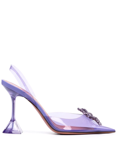 Amina Muaddi Rosie Clear Pointed Toe Pumps In Purple