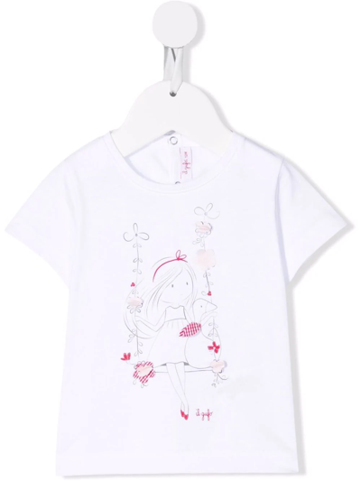 Il Gufo Babies' Graphic Print T-shirt In White