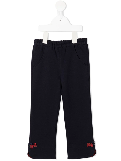 Familiar Kids' Bow-detail Straight Trousers In Blue