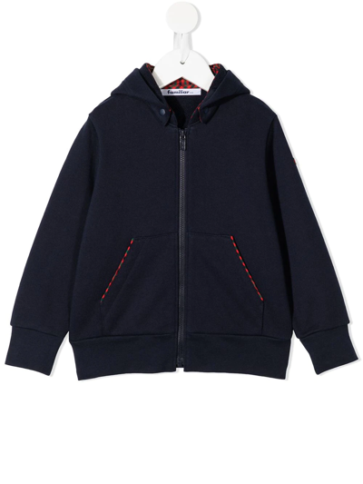 Familiar Kids' Zipped Cotton Hoodie In Blue