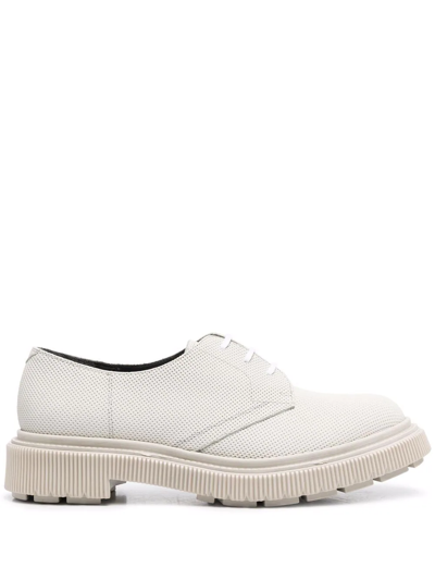 Adieu Perforated Leather Derby Shoes In White