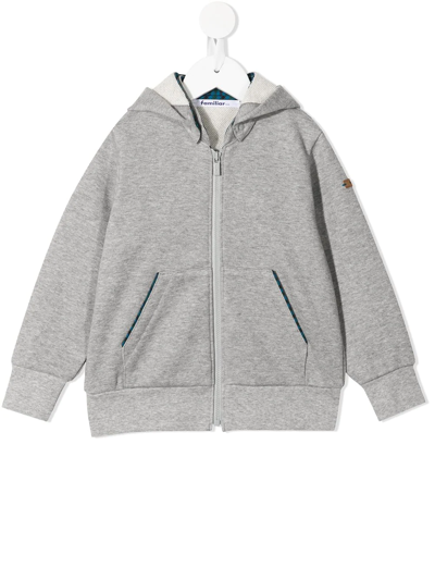 Familiar Kids' Zipped Cotton Hoodie In Grey