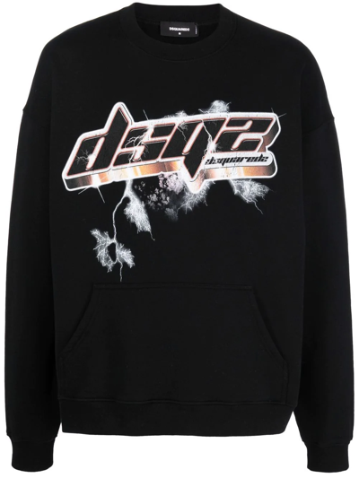 Dsquared2 Logo-print Cotton Jumper In Black