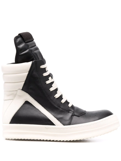 Rick Owens Geobasket Lace-up Leather High-top Trainers In Multi-colored