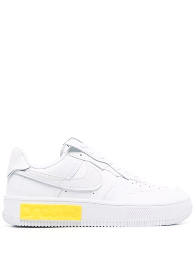 Nike Air Force 1 Fontanka Faux Suede-trimmed Leather Sneakers In White / Summit White-photon Dust