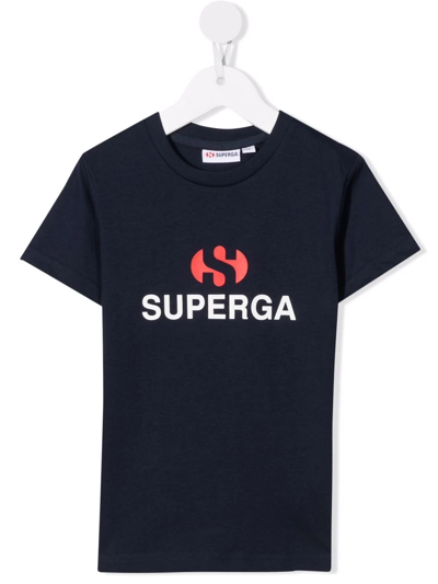 Superga Teen Logo-print Cotton T-shirt In Blue