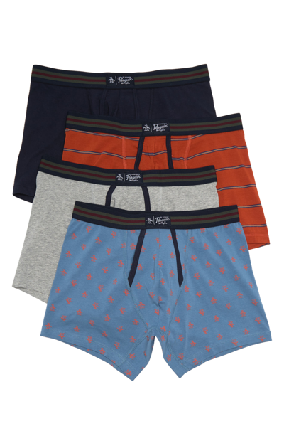 Original Penguin Cotton Stretch Boxer Briefs In Blue/rooibos