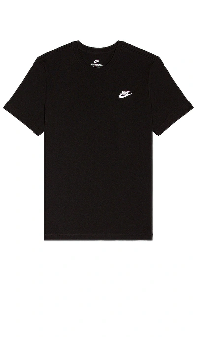 Nike Sportswear Club Embroidered Logo Solid Color Round Neck Short Sleeve Black