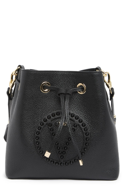 Valentino By Mario Valentino Karl Rock Logo Studded Crossbody Bucket Bag In Black