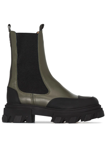 Ganni Chelsea Ankle Boots In Grün